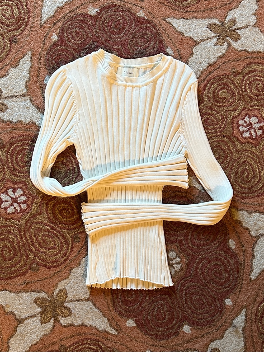 DISSH Cream Ribbed Crewneck Sweater